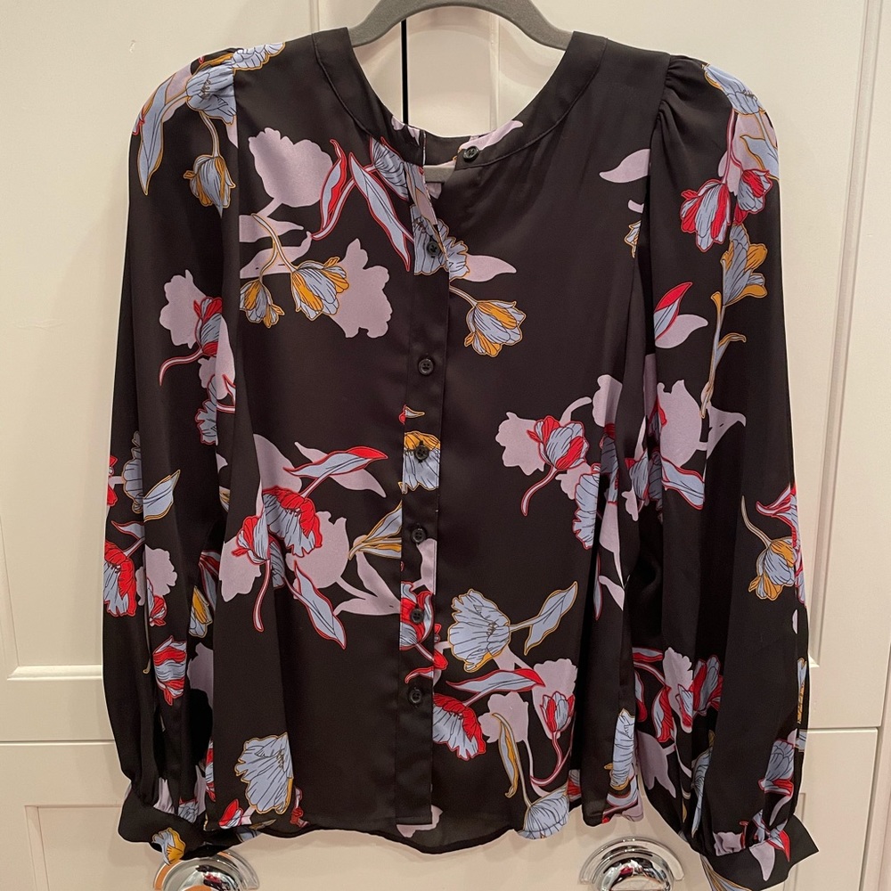 Black floral blouse
